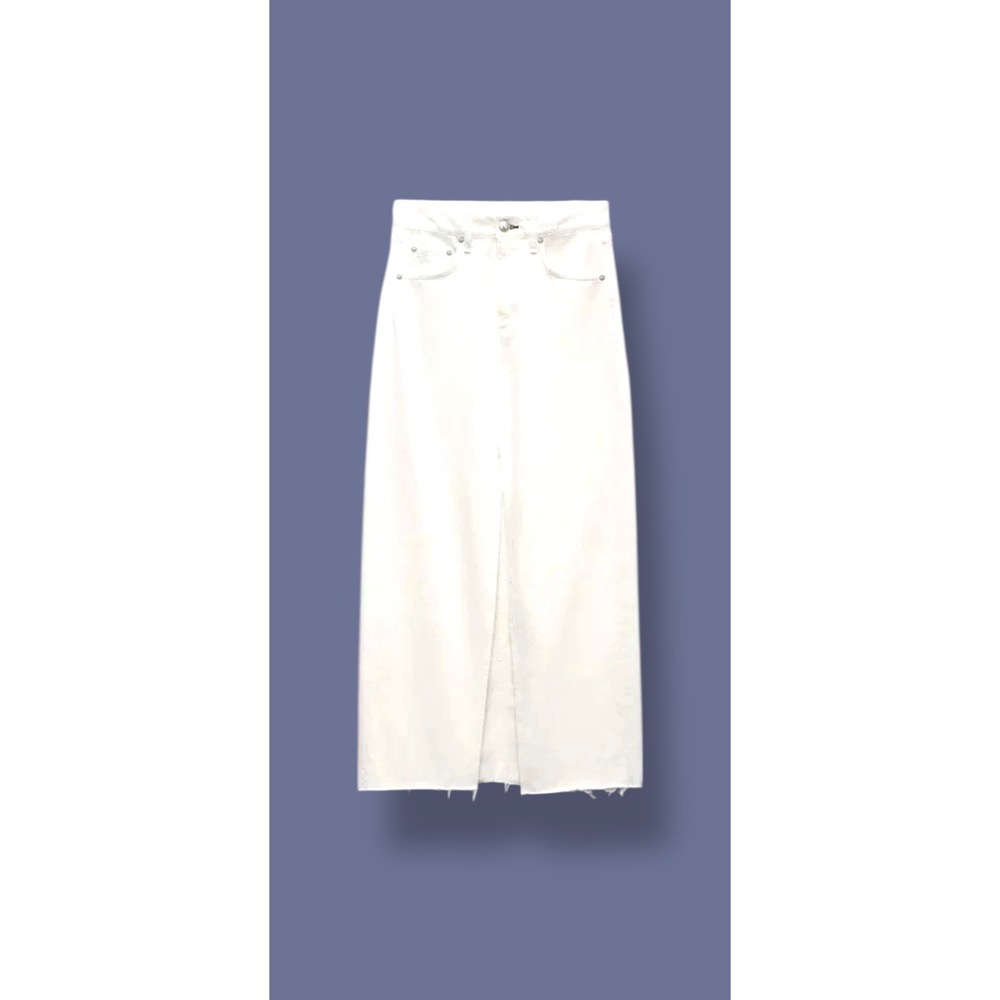 Rag & Bone Skirt 24 White Denim Avery Featherweight Denim Maxi Skirt $258 NWT